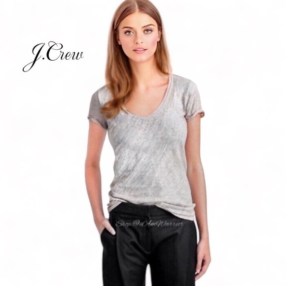 J.Crew NWT metallic shimmer scoop neck tee *shop@iamwarrior - Picture 1 of 9